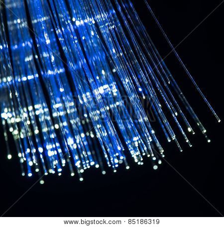 fiber optics close-up, modern computer communication technology, blur