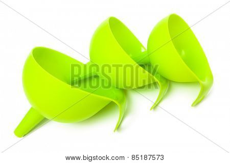 set of green funnels on a white background