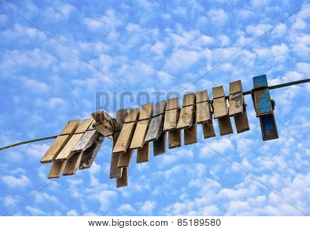 Old Clothespin Under Blue Sky I
