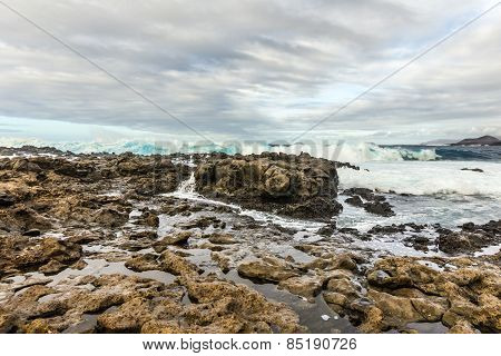 Sunset At The Rocky Coast In Tenesar, Lanzarote
