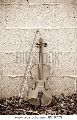 Violin On Brick Wall