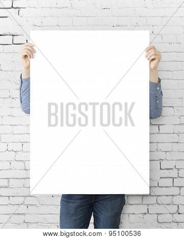 Man Holding Blank Poster