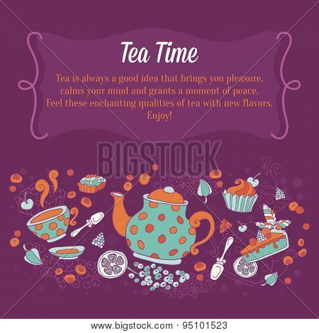Elegant Set Of Hand Drawn Tea Banners