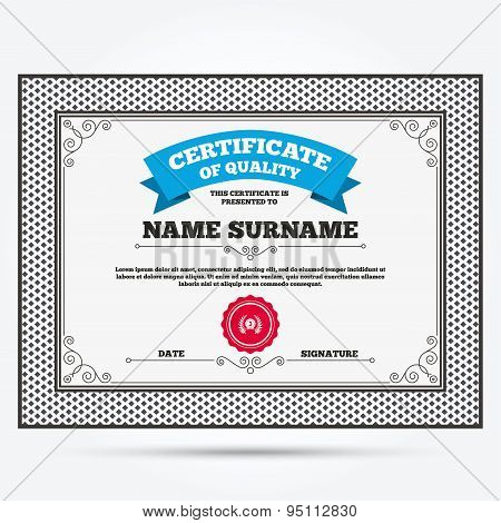 Third place award sign icon. Prize for winner.