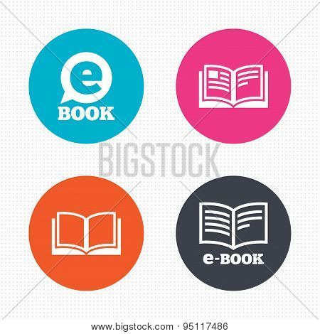 Electronic book signs. E-Book symbols.