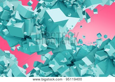 Blue Cubes On Pink Background