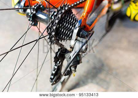 System gear on the rear wheel and chain tension