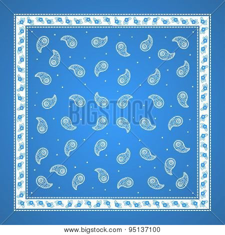 Blue Paisley Bandana simple pattern