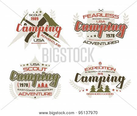 Camping Emblems  For T-shirt