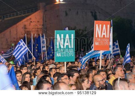 Athens, Greece, 3 July 2015. Greek demonstration in Athens.