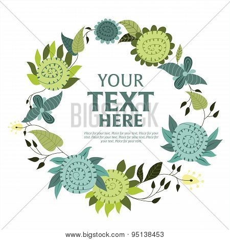 Floral wreath with space for text.