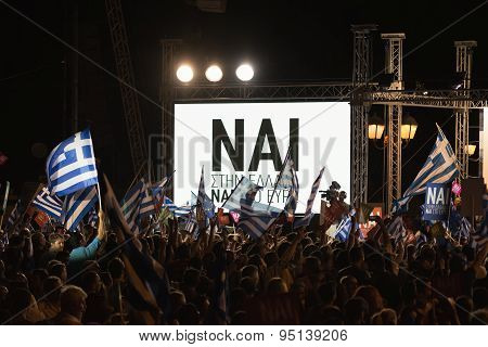 Athens, Greece, 3 July 2015. Greek demonstration in Athens.