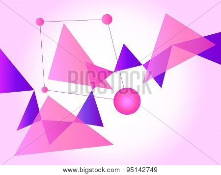 Pink And Purple Abstract Geometric Shape Vector Background With Spheres And Triangles On Gradient Pi