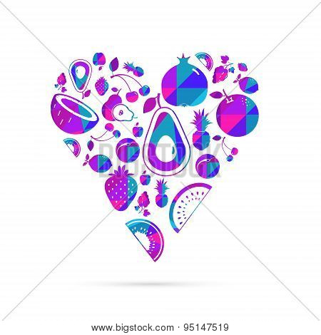 Vector Colorful  Fruit Heart.