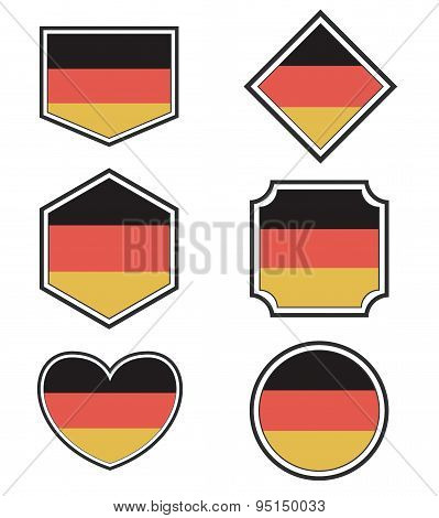 Set Of Germany Flags And Hearts