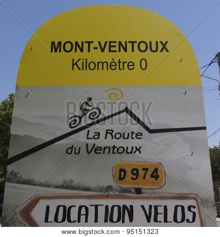 Start Point For The Mont Ventoux In Bedoin