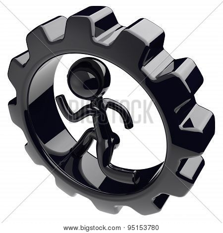 Gearwheel Man Character Inside Gear Wheel Businessman