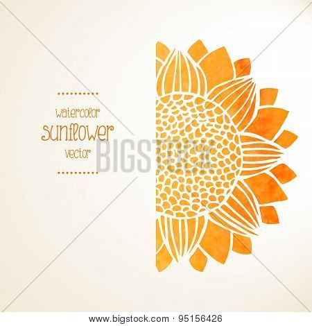 Watercolor Sunflower. Vector Background