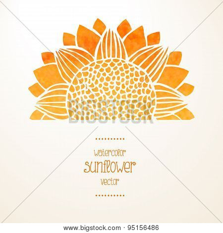 Watercolor Sunflower. Vector Background