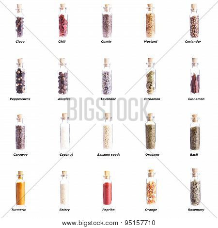 Mini bottles with spices
