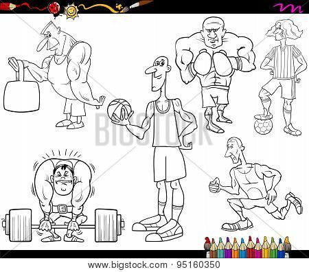 Sportsmen Cartoon Coloring Page