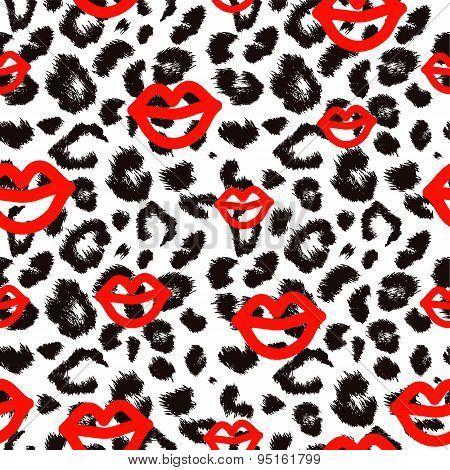 Leopard print pattern. Repeating seamless vector animal background
