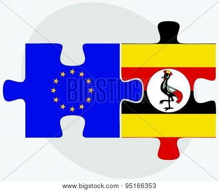 European Union And Uganda Flags