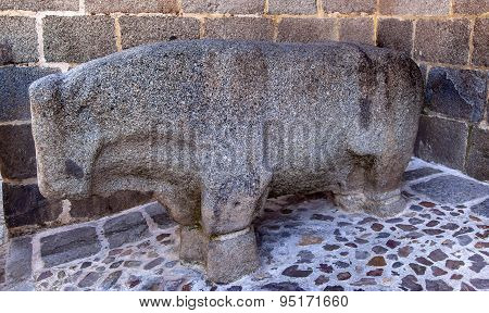Ancient Stone Bull Statue Avila Castile Spain