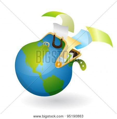 brief-case with documents as earth