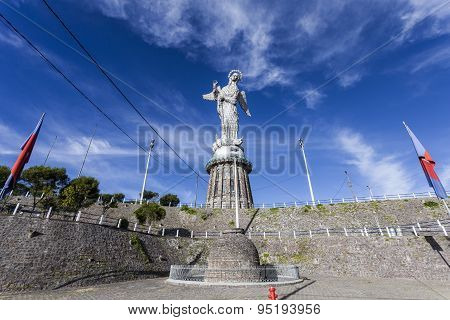 Representation Of The Winged Virgin On Top Of The Hill Panecillo