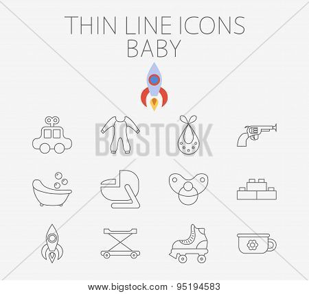 Baby related flat vector icon set