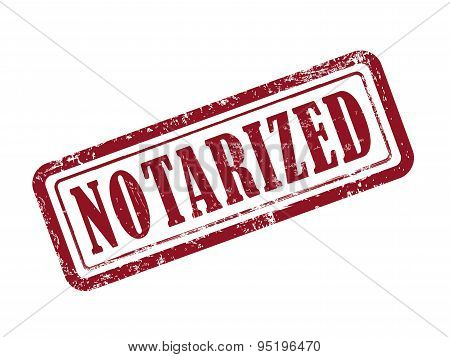 Stamp Notarized In Red Text On White