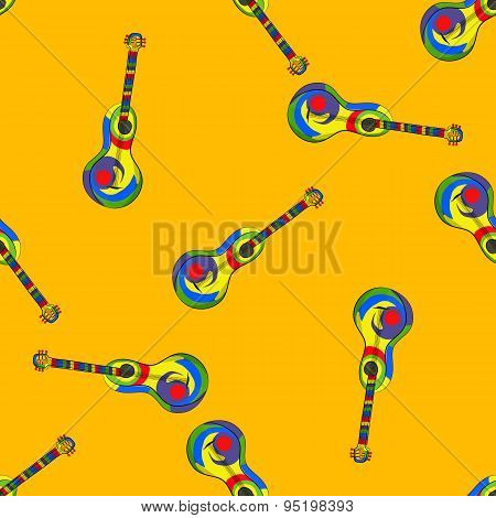 Seamless Music Mexican Guitar Instrument Background Pattern