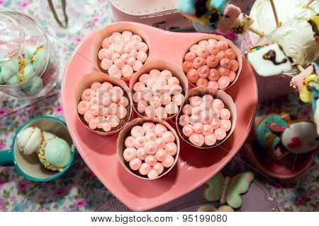 Prepared birthday table with sweets for children party