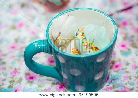 Prepared birthday table with sweets for children party