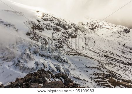 Volcán Cayambe, Glaciares
