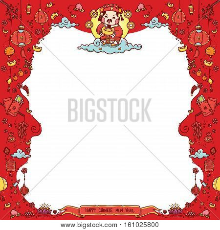Vector Illustration of Chinese God of Wealth 