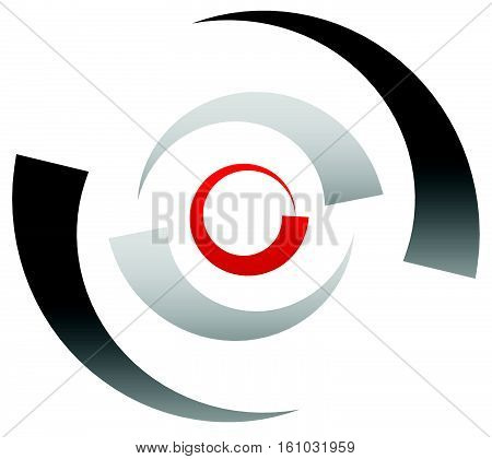 Crosshair Icon, Target Symbol. Pinpoint, Bullseye Sign. Concentric, Segmented Circles With Red Dot A