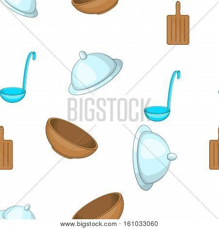Basic dishes pattern. Cartoon illustration of dishes vector pattern for web design