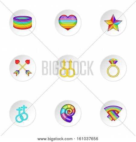 Gays and lesbians icons set. Cartoon illustration of 9 gays and lesbians vector icons for web