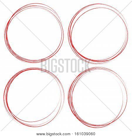 Grungy Circle Elements. Textured, Smeared Sketchy Circles For Highlighting