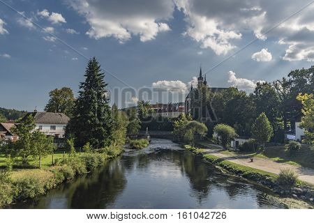 Vyssi Brod With Vltava River In Hot Summer Day