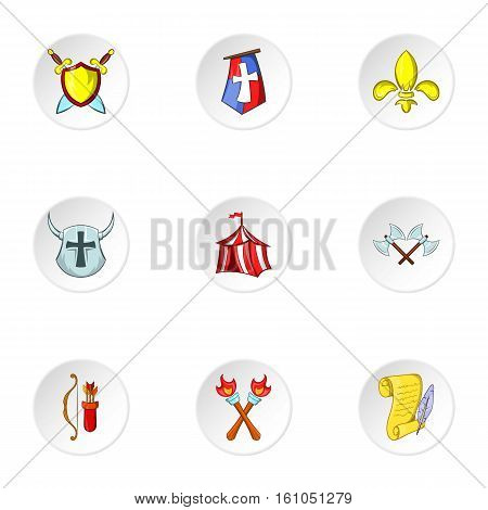 Military middle ages icons set. Cartoon illustration of 9 military middle ages vector icons for web