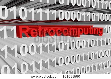 Retrocomputing as a binary code 3D illustration