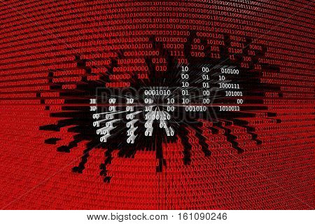 Virus in binary code background, 3D illustration