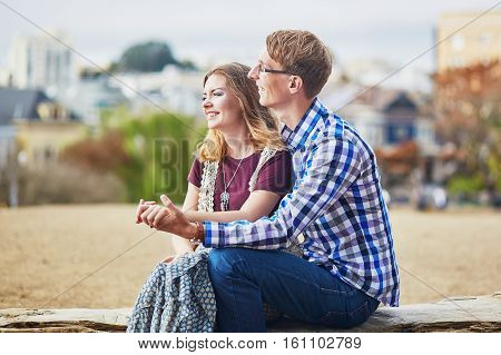 Romantic Loving Couple Having A Date In San Francisco
