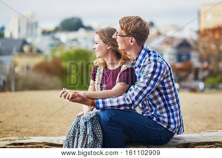 Romantic Loving Couple Having A Date In San Francisco