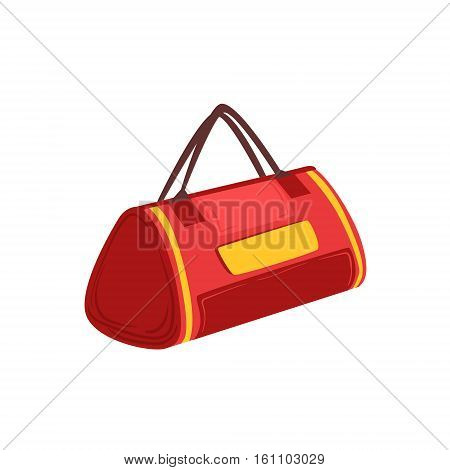Red Soft Sportive Handbag With Double Handles Item From Baggage Bag Cartoon Collection Of Accessories. Personal Travel Luggage Piece Isolated Vector Icon.