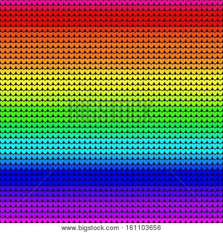 Rainbow colors gradient knitted background. Colorful knitting pattern. Seamless. Vector