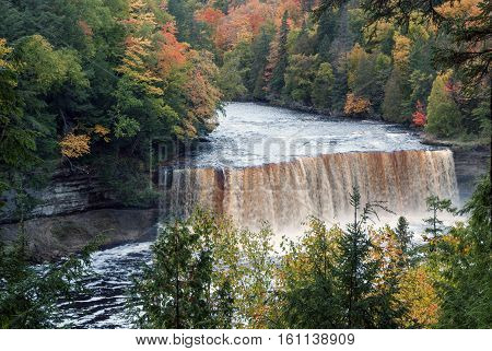 Spectacular Upper Falls on the Tahquamenon River in Autumn, Chippewa County, Michigan, USA